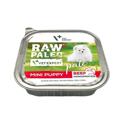 Vetexpert RAW PALEO PATE MINI šuniukų jautiena 9x150g - jautienos padėklas