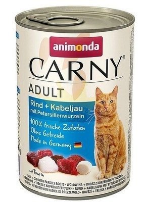 ANIMONDA Cat Carny Adult skonis: menkė ir petražolių šaknis 12x400g 