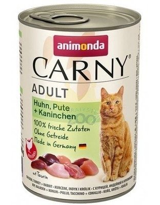 ANIMONDA Cat Carny Adult skonis: vištiena, kalakutiena, triušiena 6x400g 