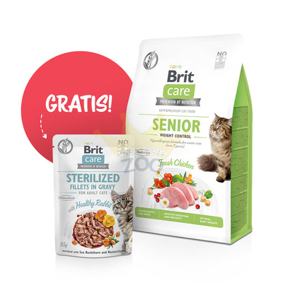 BRIT Care Cat Grain-Free Senior Weight Control 400g + Brit Care 85g paketėlis NEMOKAMAI!!!