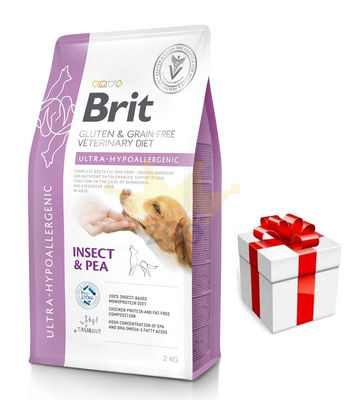 BRIT GF Veterinary Diets Dog Ultra-Hypoallergenic Insect 2kg  + STAIGMENA ŠUNUI