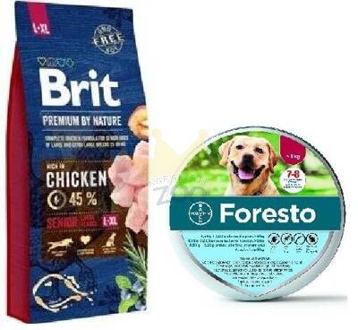 BRIT Premium By Nature Senior L+XL 15kg+Foresto Antkaklis šunims virš 8kg - 3% PIGIAU