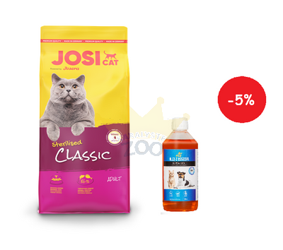 JOSERA JosiCat Classic Sterilised 10kg + LAB V Lašišų aliejus šunims ir katėms 500ml