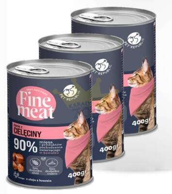 PetRepublic Fine Meat veršienos patiekalas 3x400g katėms