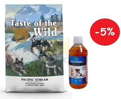 Taste of the Wild Pacific Stream Puppy 12,2 kg + LAB V Lašišų aliejus šunims ir katėms 500ml