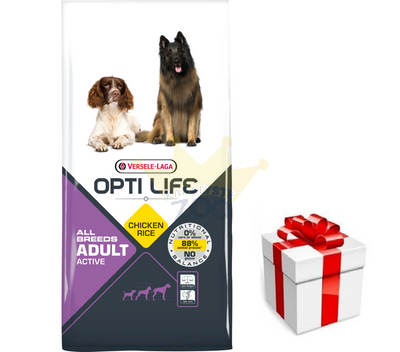 VERSELE-LAGA Opti Life Adult Active 12,5 kg - aktyviems šunims - su vištiena  + STAIGMENA ŠUNUI