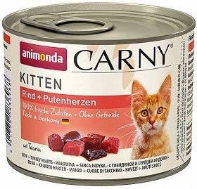 ANIMONDA Cat Carny Kitten skonis: jautienos ir kalakutienos širdelės 200g 