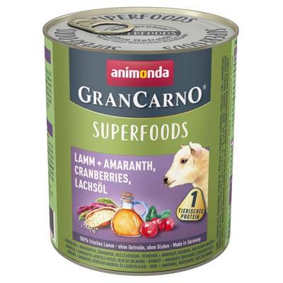 ANIMONDA GranCarno Superfoods suaugusiems šunims ėriena, amarantas, spanguolės, lašišų aliejus 12x800g 
