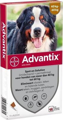 Advantix lašai nuo blusų ir erkių šunims nuo 40 iki 60 kg (1 pipetė)
