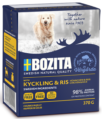 Bozita Dog Naturals :Viščiukas ir ryžiai drebučiuose 10x370g