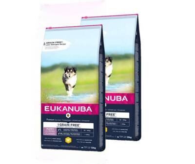 EUKANUBA Puppy Chicken L/XL Grain Free 2x12kg - 3% PIGIAU