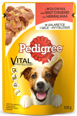 PEDIGREE Adult paketėlis 100g - drėgnas šunų maistas su jautienos drebučiais
