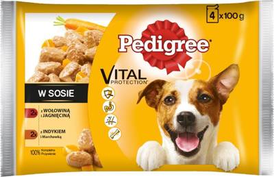 PEDIGREE Adult paketėlis 4x100g - drėgnas šunų maistas su padažu (su jautiena ir ėriena, su kalakutiena ir morkomis)