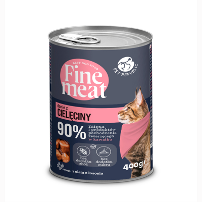 PetRepublic Fine Meat veršienos patiekalas 10x400g katėms + laižymo kilimėlis NEMOKAMAI