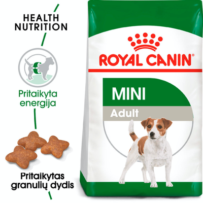 ROYAL CANIN Mini Adult 8kg + Advantix šunims 4-10 kg (1 ml pipetė)