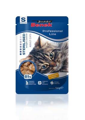 Super Benek paketėlis sterilizuotoms katėms su paukštiena 3x100g